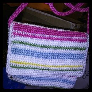 The Sak Rainbow Crochet Baguette Bag NWOT
